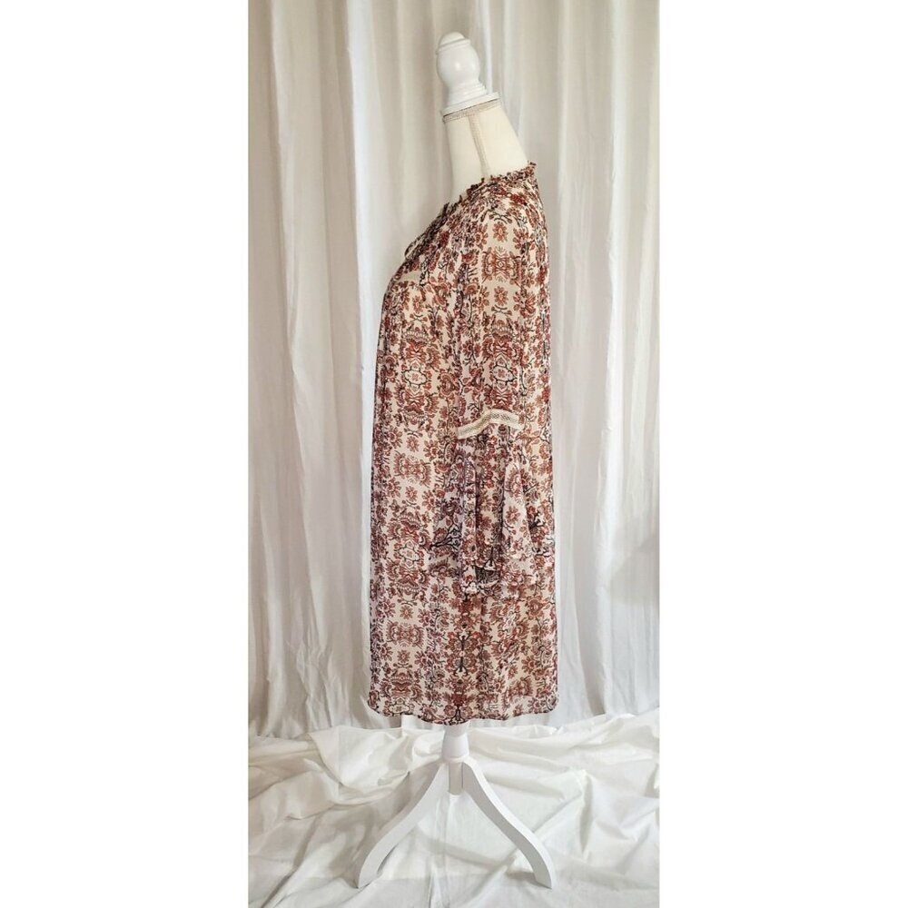 Gibson Latimer Shift Dress Boho Fall Medium Floral Hippie Cowgirl Bell Sleeves - Picture 5 of 16